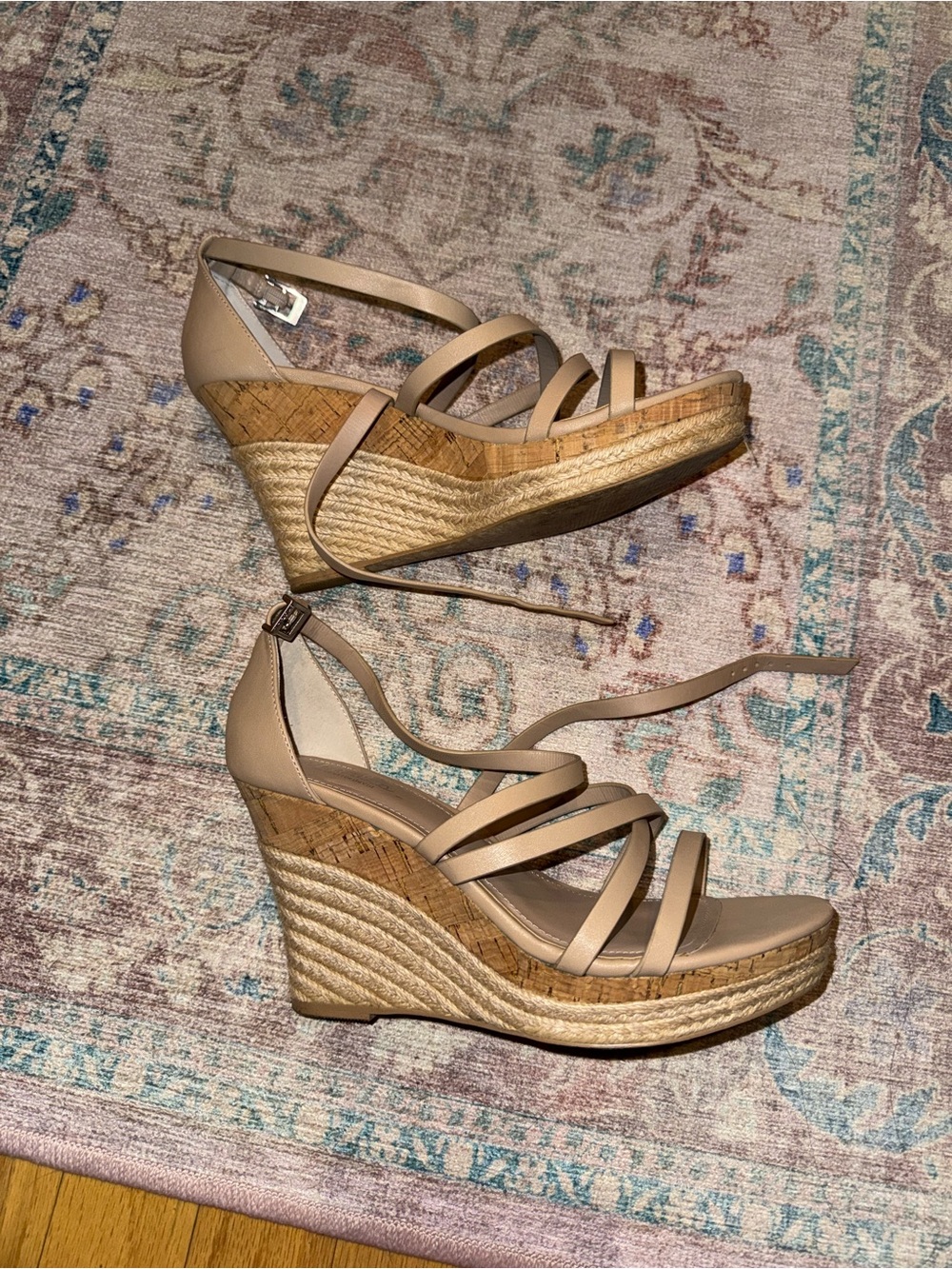 Charles David Women’s Nude Strappy Espadrille Wedge Sandals